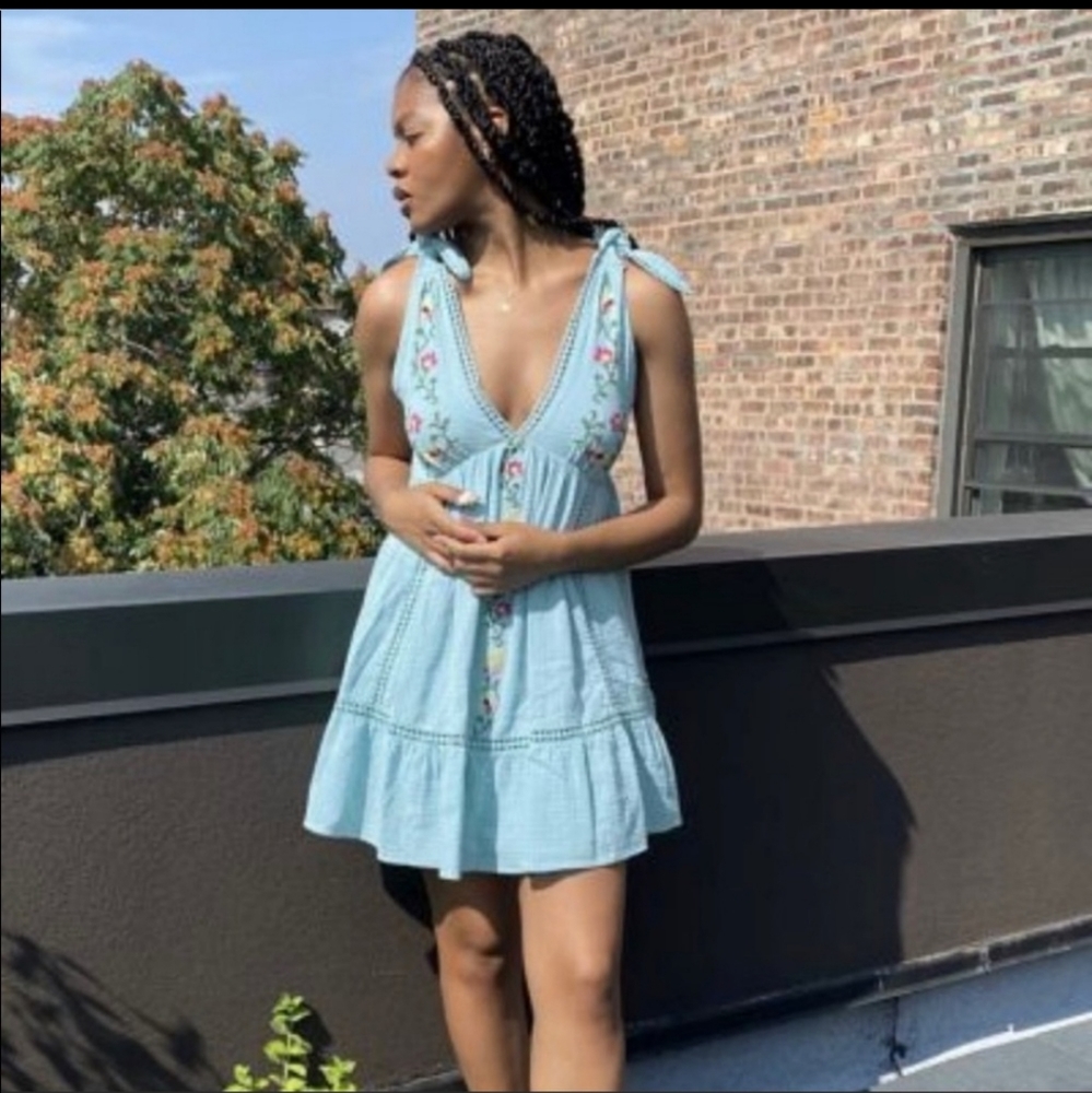 Urban Outfitters Forever Embroidered Babydoll Dress Size Medium